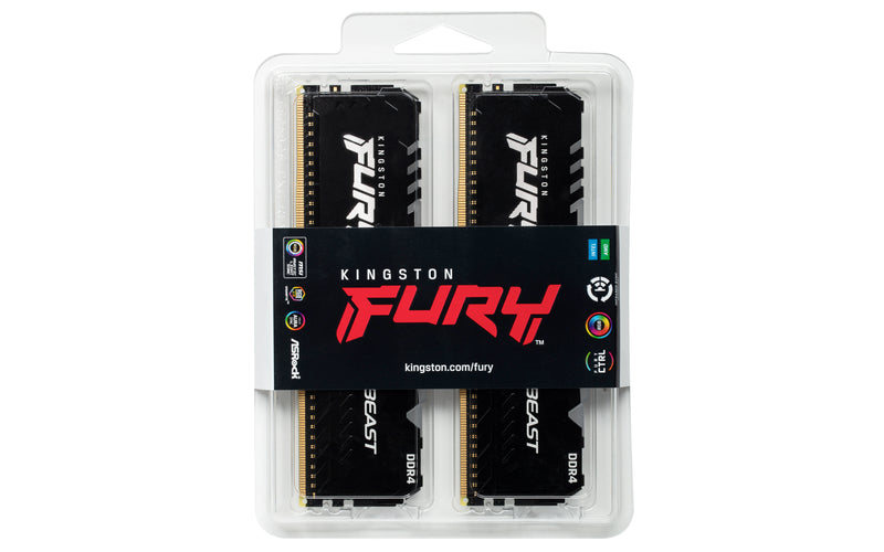 KF426C16BB2AK2/32 - Kit de memórias de 32GB (2 x 16GB) DIMM DDR4 2666Mhz FURY Beast RGB 1,2V 1Rx8 288 pinos para desktop/gamers.