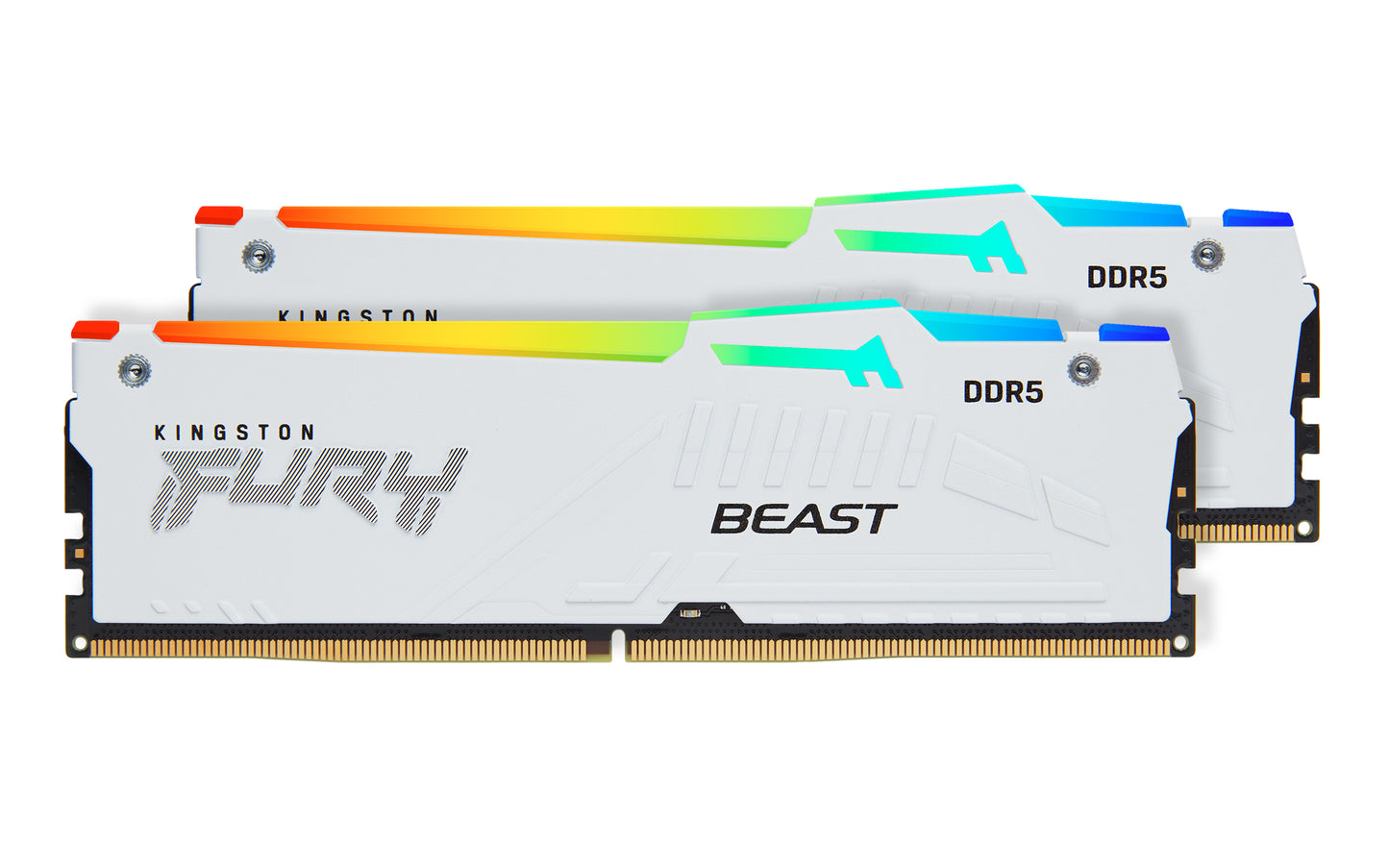 KF568C34BWEAK2-32 - Kit de módulos de memória de 32GB (2 x 16GB) DIMM DDR5 6800Mhz FURY Beast White RGB 1,4V CL34 1Rx8 288 pinos para desktop / gamers base AMD EXPO v1.1 e Intel.