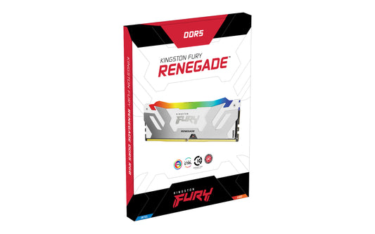KF580C38RWA-16 - Módulo de memória de 16GB DIMM DDR5 8000Mhz FURY Renegade RGB White 1,45V 1Rx8 288 pinos para desktop / gamers.