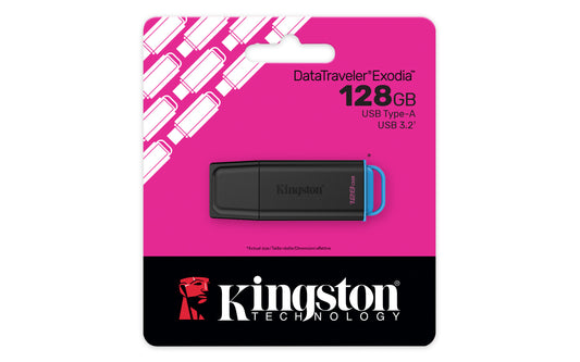 DTXG2/128GB - Pen drive Exodia de 128GB G2 padrão USB velocidade 3.2 Geração 1 - preto/azul.