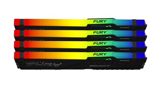 KF556C40BBAK4-128 - Kit de módulos de memória de 128GB (4 x 32GB) DIMM DDR5 5600MT/s FURY Beast RGB 1,25V 2Rx8 288 pinos para desktop / gamers.