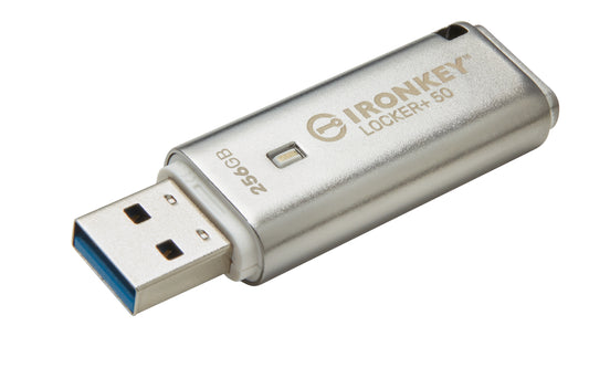 IKLP50/256GB - Pen Drive de 256GB IronKey c/ criptografia XTS-AES, multi senhas, backup aut. (R=145MB/s; W=115MB/s).
