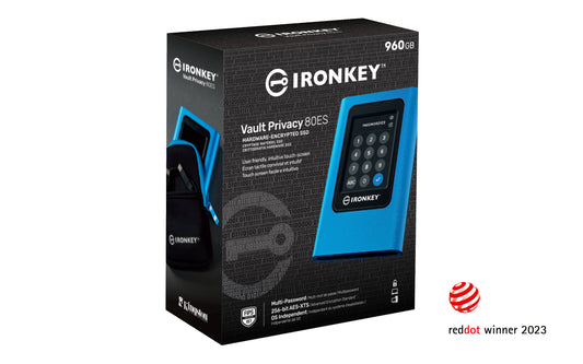 IKVP80ES/960G - SSD Externo de 960GB IronKey Vault Privacy 80, com certificação FIPS 197 e criptografia XTS-AES de 256 bits.