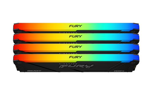 KF432C16BB2AK4/64 - Kit de memórias de 64GB (4 x 16GB) DIMM DDR4 3200Mhz FURY Beast RGB 1,35V CL16 1Rx8 288 pinos para desktop/gamers.