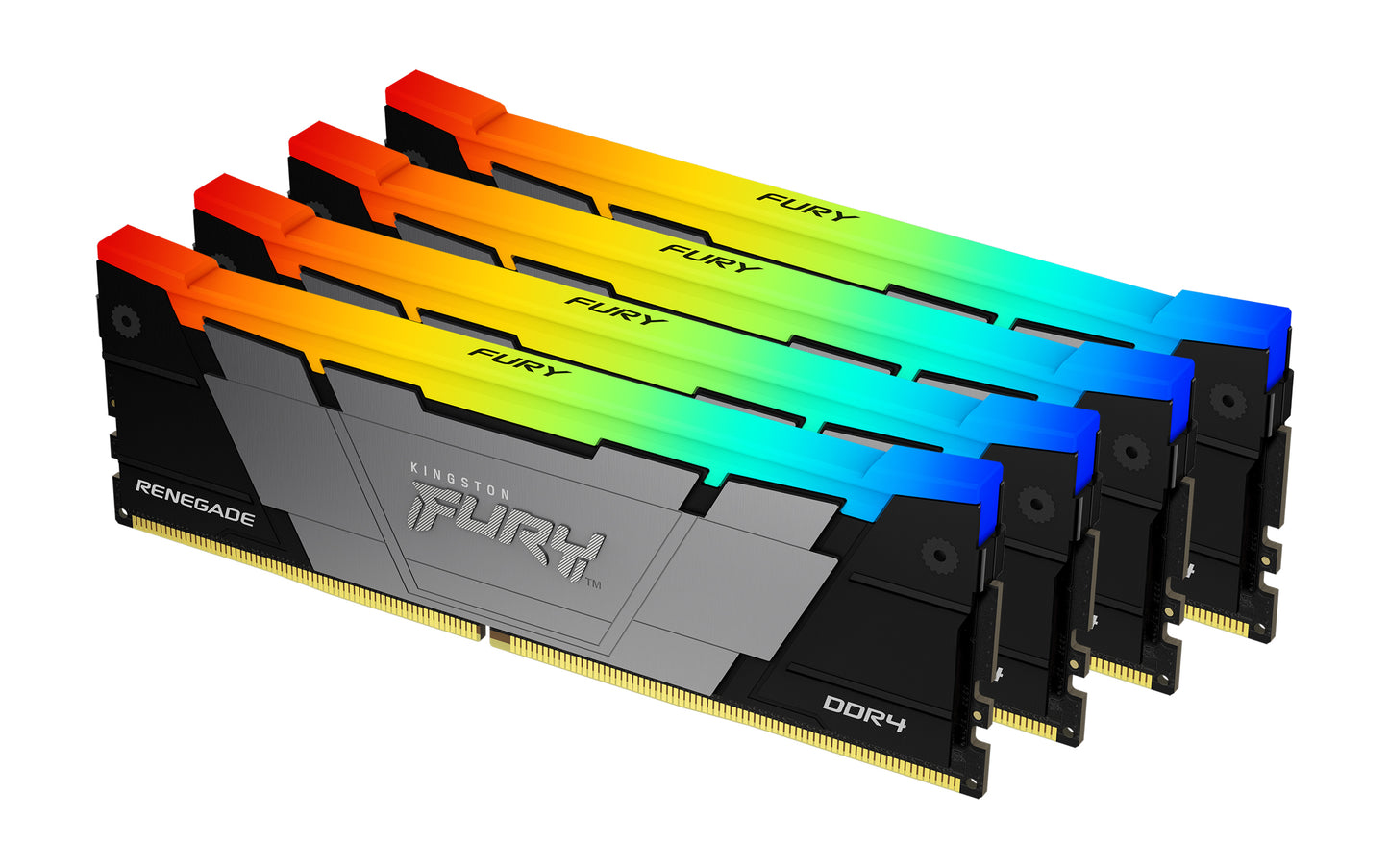 KF432C16RB2AK4/128 - Kit de memórias de 128GB (4 x 32GB) DIMM DDR4 3200Mhz FURY Renegade RGB 1,35V CL16 2Rx8 288 pinos para desktop/gamers.