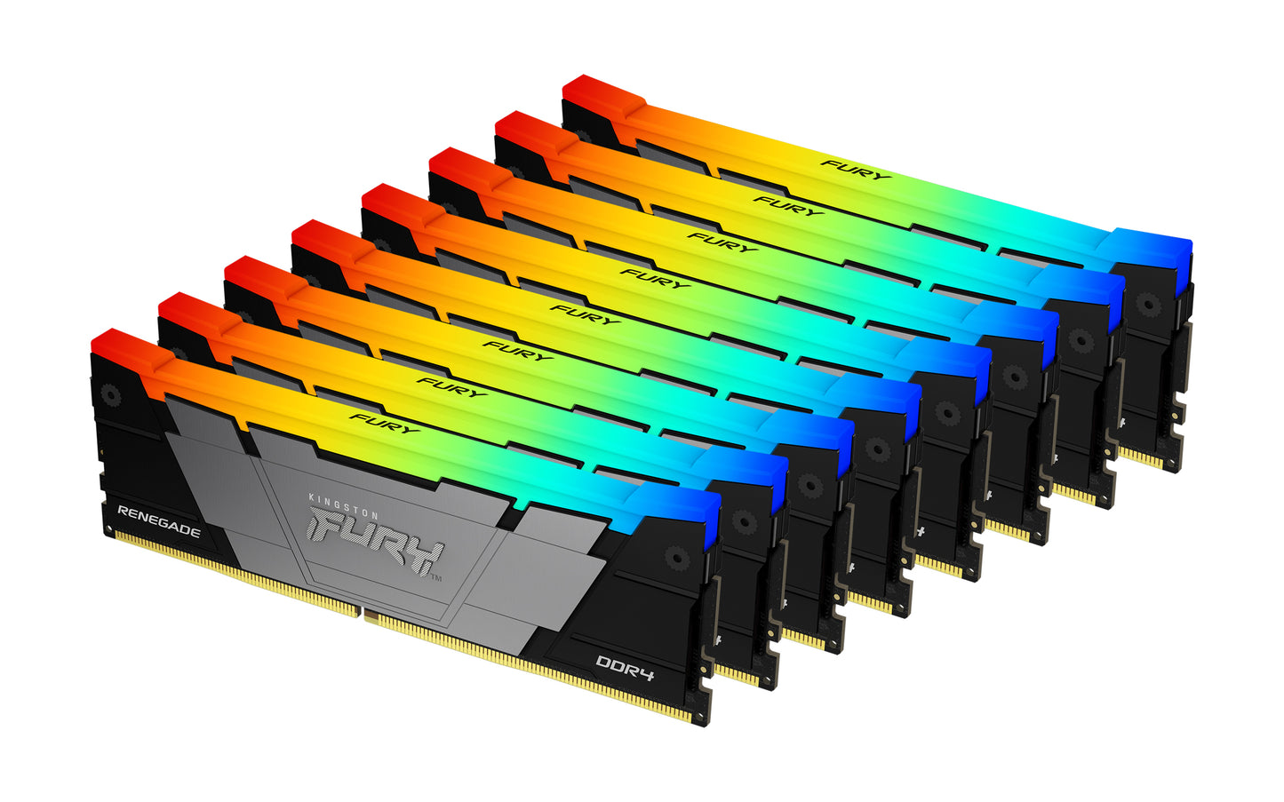 KF432C16RB2AK8/256 - Kit de memórias de 256GB (8 x 32GB) DIMM DDR4 3200Mhz FURY Renegade RGB 1,35V CL16 2Rx8 288 pinos para desktop/gamers.