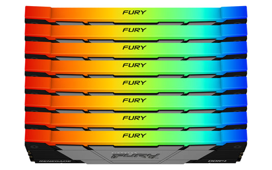 KF432C16RB2AK8/256 - Kit de memórias de 256GB (8 x 32GB) DIMM DDR4 3200Mhz FURY Renegade RGB 1,35V CL16 2Rx8 288 pinos para desktop/gamers.