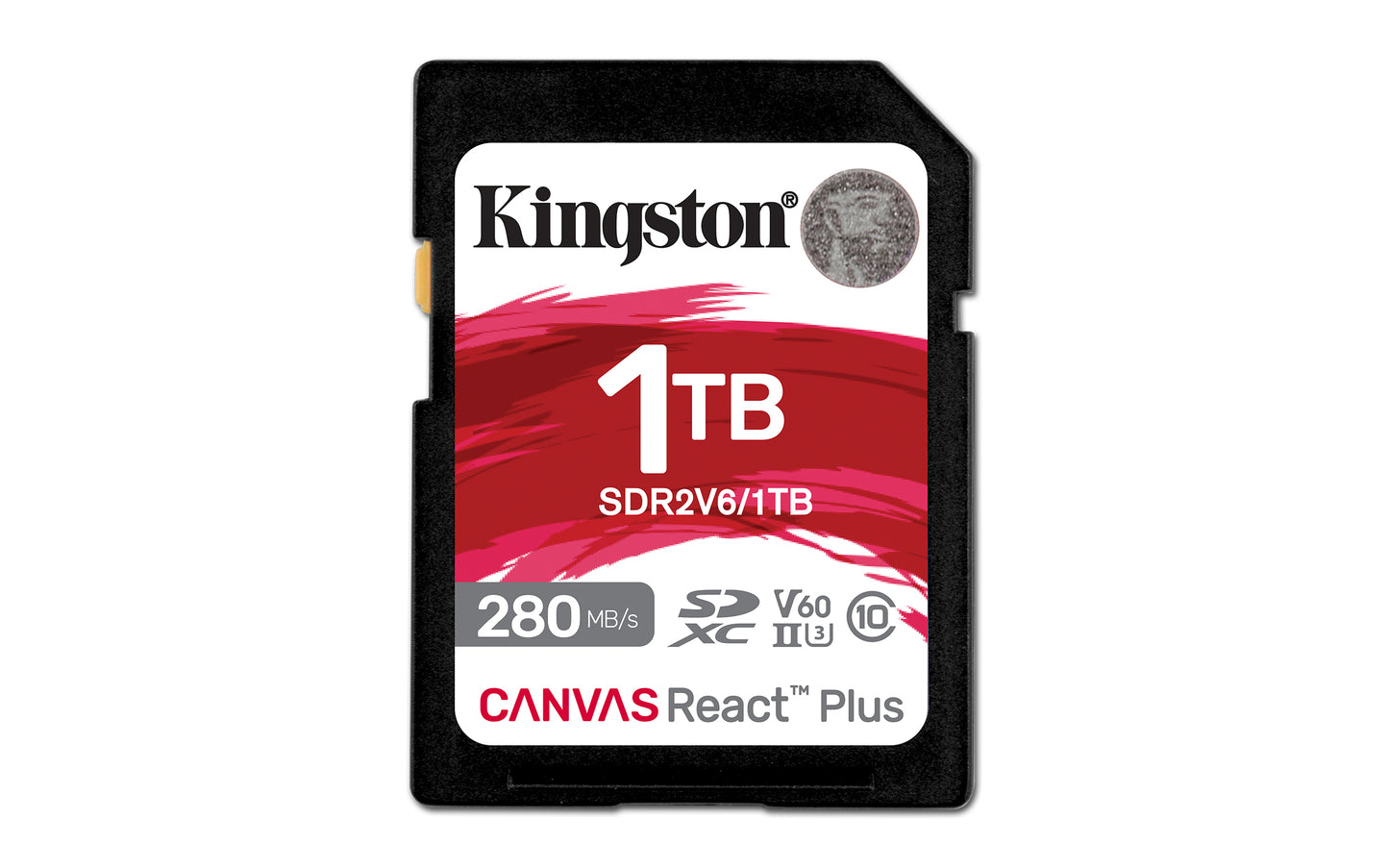 SDR2V6/1TB - Cartão de memória de 1TB padrão SDXC Canvas React Plus - UHS-II U3 V60 (L=280MB/s; G=150MB/s) p/ uso Full HD 4K.
