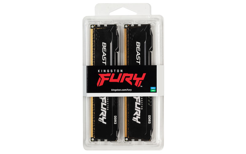 KF318C10BBK2/16 - Kit de memórias de 16GB (2 x 8GB) DIMM DDR3 1866Mhz FURY Beast Black 1,5V 2Rx8 240 pinos para desktop/gamers.