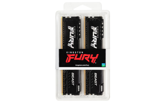 KF436C18BBK2/64 - Kit de memórias de 64GB (2 x 32GB) DIMM DDR4 3600Mhz FURY Beast Black 1,35V CL18 2Rx8 288 pinos para desktop/gamers.