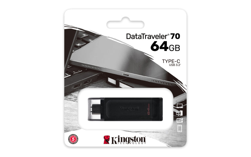 DT70/64GB - Pen drive de 64GB padrão USB-C velocidade 3.2 Geração 1