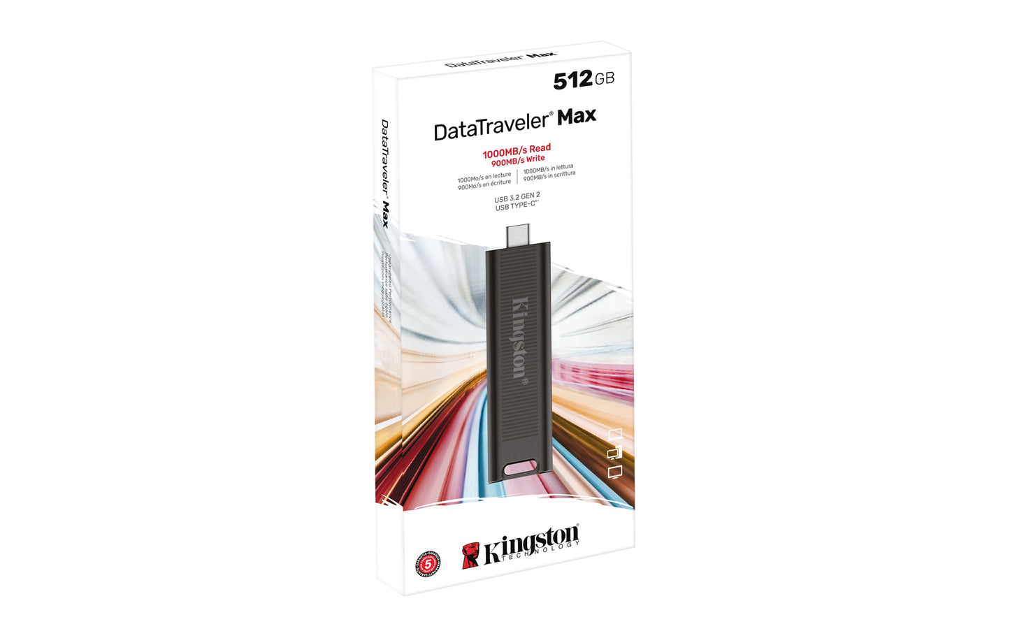 DTMAX/512GB - Pen drive de 512GB padrão USB 3.2 Gen. 2 Tipo C de altas velocidades (Leitura = 1000MB/s; Escrita = 900MB/s).