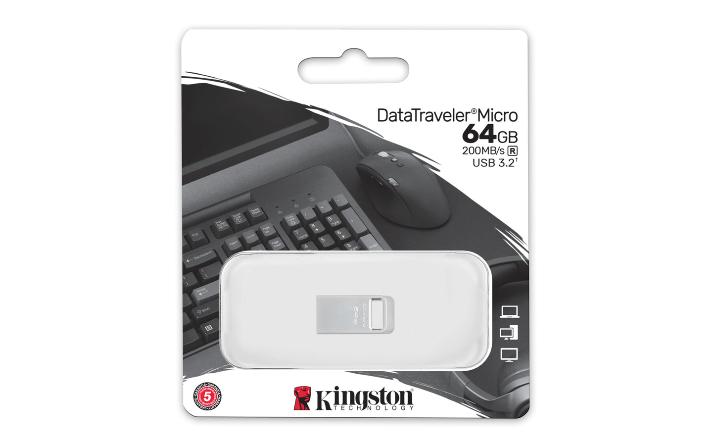 DTMC3G2/64GB - Pen Drive de 64GB Micro USB de metal interface USB 3.2 Ger.1 (Leitura = 200MB/s).