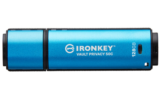 IKVP50C/128GB - Pen Drive de 128GB USB-C (Tipo C) IronKey Vault Privacy 50, com certificação FIPS 197 e criptografia XTS-AES de 256 bits.