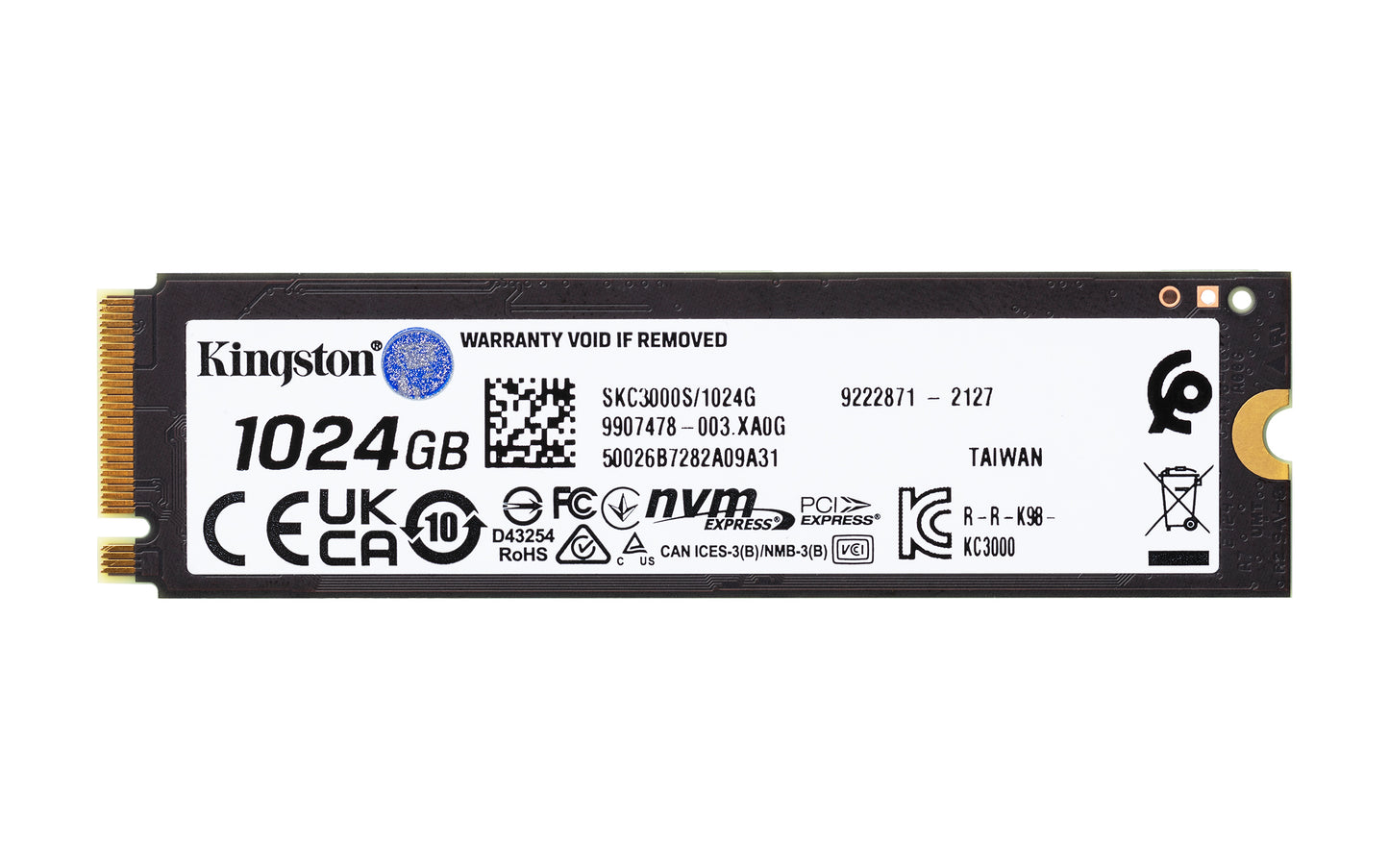 SKC3000S/1024G - SSD de 1TB Série KC3000 PCIe Ger. 4.0 M.2 2280 NVMe de alta performance (Leitura/Gravação: até 7000 MB/s).