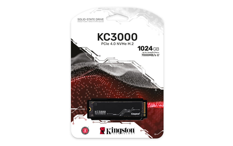 SKC3000S/1024G - SSD de 1TB Série KC3000 PCIe Ger. 4.0 M.2 2280 NVMe de alta performance (Leitura/Gravação: até 7000 MB/s).