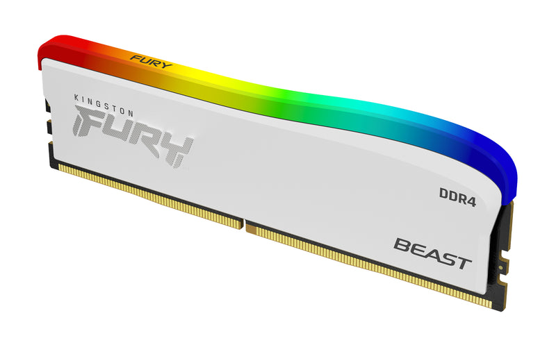 KF432C16BWA/8 - Memória de 8GB DIMM DDR4 3200Mhz FURY Beast White RGB 1,35V CL16 1Rx8 288 pinos para desktop/gamers (Edição especial).