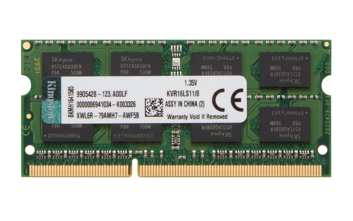 KVR16LS11/8 - Memória de 8GB SODIMM DDR3 1600Mhz 1,35V 2Rx8 para notebook