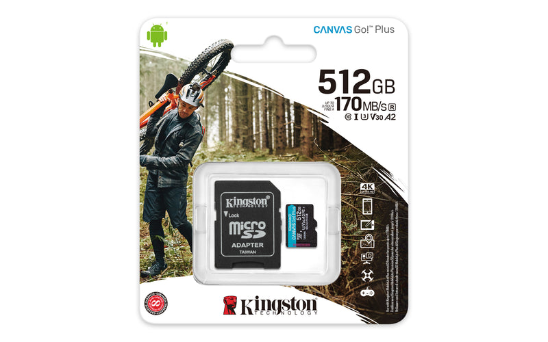 SDCG3/512GB - Cartão de memória microSD de 512GB Canvas Go Plus (Leitura = 170MB/s) com adaptador