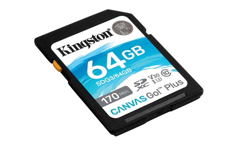 SDG3/64GB - Cartão de memória padrão SD de 64GB Canvas Go Plus (Leitura = 170MB/s) Classe 10 U3 V30