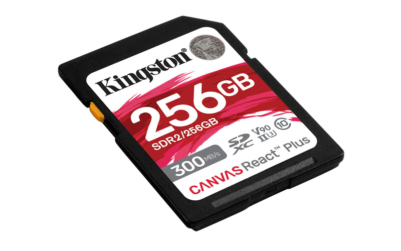 SDR2/256GB - Cartão de memória de 256GB padrão SD Canvas React Plus - UHS-II U3 V90 (L=300MB/s; G=260MB/s) p/ uso Full HD 4K/8K