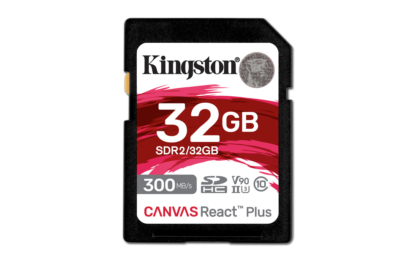 SDR2/32GB - Cartão de memória de 32GB padrão SD Canvas React Plus - UHS-II U3 V90 (L=300MB/s; G=260MB/s) p/ uso Full HD 4K/8K