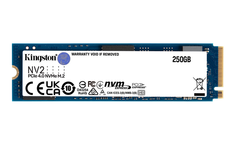 SNV2S/250G - SSD de 250GB padrão NV2 formato M.2 2280 NVMe 4.0 ultra rápido (Leitura/Gravação: 3000/1300 MB/seg).
