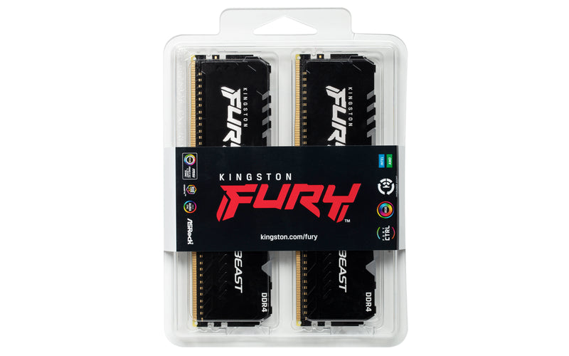 KF437C19BB2AK2/16 - Kit de memórias de 16GB (2 x 8GB) DIMM DDR4 3733Mhz FURY Beast RGB 1,35V CL19 1Rx8 288 pinos para desktop/gamers.