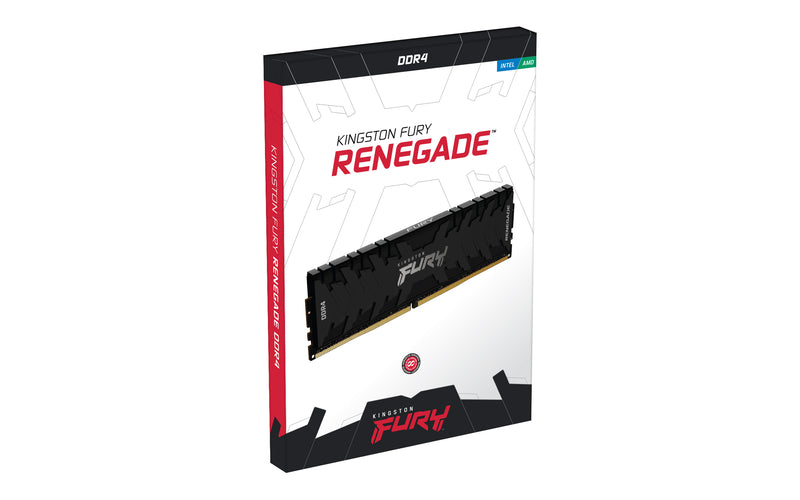 KF432C16RB2/8 - Memória de 8GB DIMM DDR4 3200Mhz FURY Renegade Black 1,35V CL16 1Rx8 288 pinos para desktop/gamers.