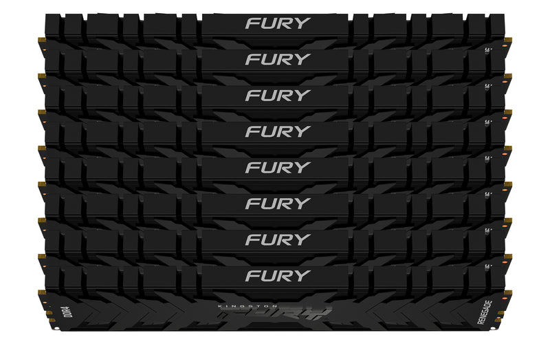 KF432C16RB2K8/256 - Kit de memórias de 256GB (8 x 32GB) DIMM DDR4 3200Mhz FURY Renegade Black 1,35V CL16 2Rx8 288 pinos para desktop/gamers.