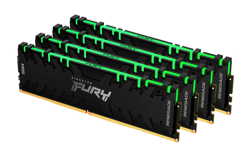 KF436C16RB12AK4/64 - Kit de memórias de 64GB (4 x 16GB) DIMM DDR4 3600Mhz FURY Renegade RGB 1,35V CL16 2Rx8 288 pinos para desktop/gamers.