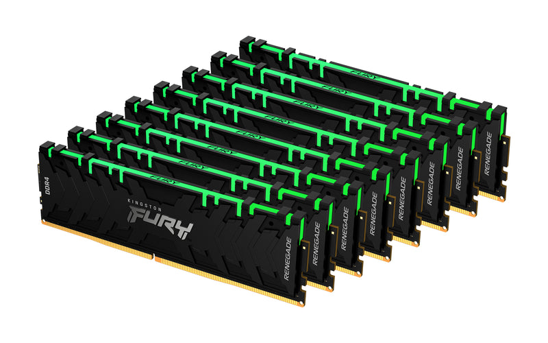 KF432C16RB2AK8/256 - Kit de memórias de 256GB (8 x 32GB) DIMM DDR4 3200Mhz FURY Renegade RGB 1,35V CL16 2Rx8 288 pinos para desktop/gamers.