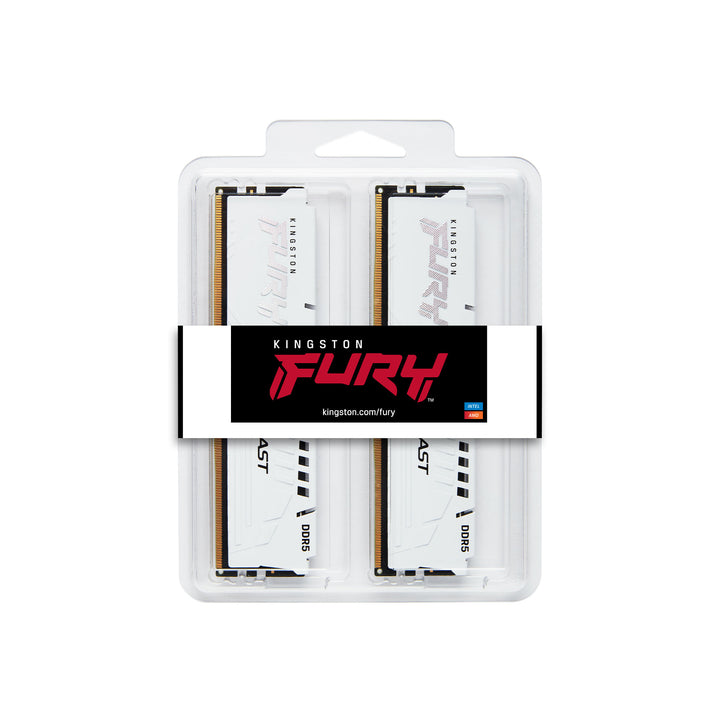 KF560C30BWEK2-64 - Kit de módulos de memória de 64GB (2 x 32GB) DIMM DDR5 6000Mhz FURY Beast White 1,4V CL30 2Rx8 288 pinos para desktop / gamers base AMD EXPO v1.1 e Intel.