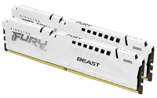 KF564C32BWEK2-64 - Kit de módulos de memória de 64GB (2 x 32GB) DIMM DDR5 6400Mhz FURY Beast White 1,4V CL32 2Rx8 288 pinos para desktop / gamers base AMD EXPO v1.1 e Intel.