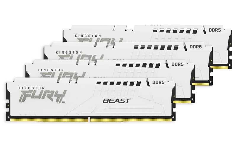 KF560C40BWK4-64 - Kit de módulos de memória de 64GB (4 x 16GB) DIMM DDR5 6000Mhz FURY Beast White 1,35V 1Rx8 288 pinos para desktop / gamers.