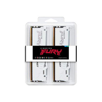 KF560C30BWAK2-64 - Kit de módulos de memória de 64GB (2 x 32GB) DIMM DDR5 6000Mhz FURY Beast White RGB 1,4V CL30 2Rx8 288 pinos para desktop / gamers base Intel.