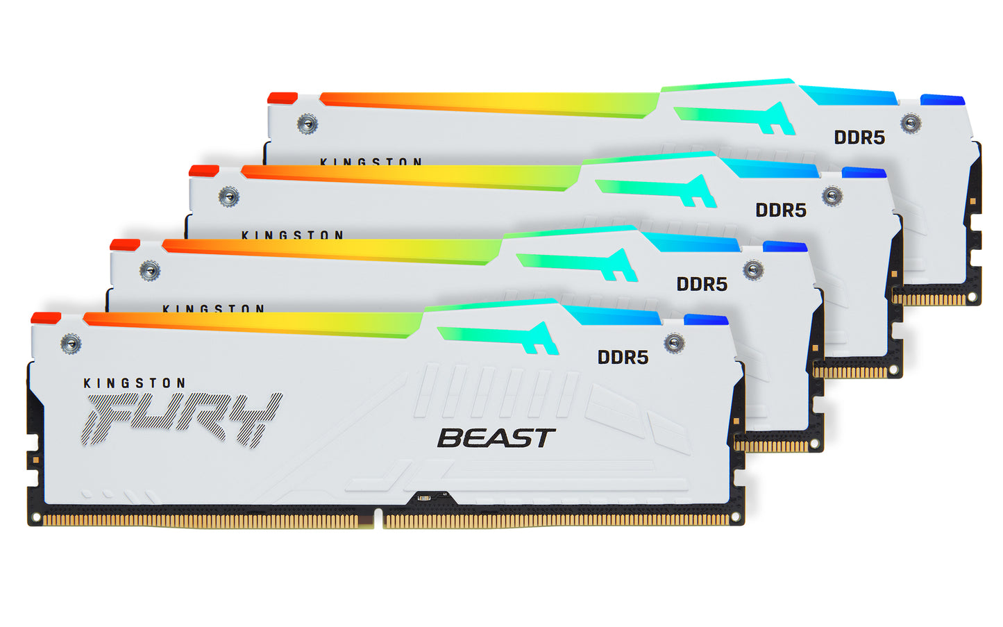 KF552C40BWAK4-128 - Kit de módulos de memória de 128GB (4 x 32GB) DIMM DDR5 5200Mhz FURY Beast White RGB 1,25V 2Rx8 288 pinos para desktop / gamers.