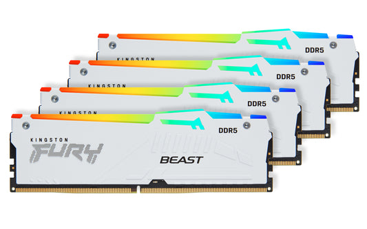 KF552C40BWAK4-128 - Kit de módulos de memória de 128GB (4 x 32GB) DIMM DDR5 5200Mhz FURY Beast White RGB 1,25V 2Rx8 288 pinos para desktop / gamers.