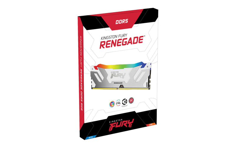 KF580C38RWA-16 - Módulo de memória de 16GB DIMM DDR5 8000Mhz FURY Renegade RGB White 1,45V 1Rx8 288 pinos para desktop / gamers.