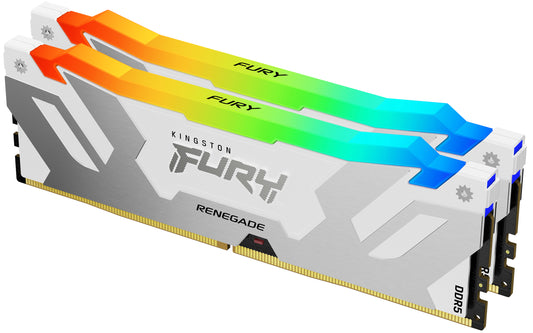 KF564C32RWAK2-64 - Kit de módulos de memória de 64GB (2 x 32GB) DIMM DDR5 6400Mhz FURY Renegade RGB White 1,35V 2Rx8 288 pinos para desktop / gamers.