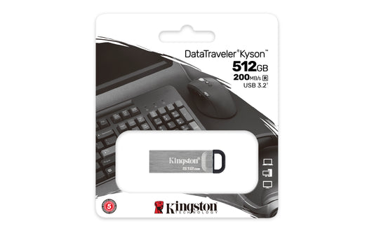 DTKN/512GB - Pen drive Kyson de 512GB padrão USB velocidade 3.2 Geração 1 (até 200MB/seg,)