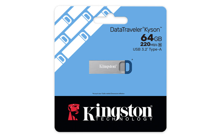 DTKNG2/64GB - Pen drive Kyson G2 de 64GB estrutura de metal, padrão USB-A velocidade 3.2 Geração 1 (até 220MB/s)