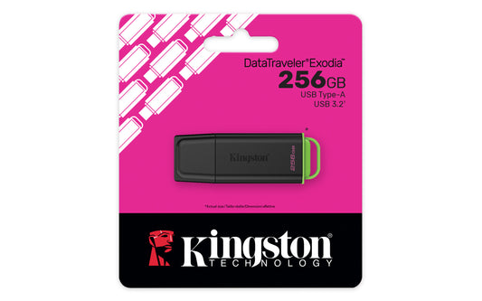 DTXG2/256GB - Pen drive Exodia de 256GB G2 padrão USB velocidade 3.2 Geração 1 - preto/verde.