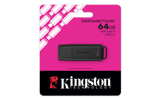 DTXG2/64GB - Pen drive Exodia de 64GB G2 padrão USB velocidade 3.2 Geração 1 - preto.