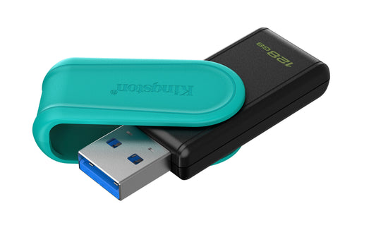 DTXS/128GB - Pen drive Exodia S de 128GB padrão USB-A velocidade 3.2 Geração 1 (Preto/turquesa).