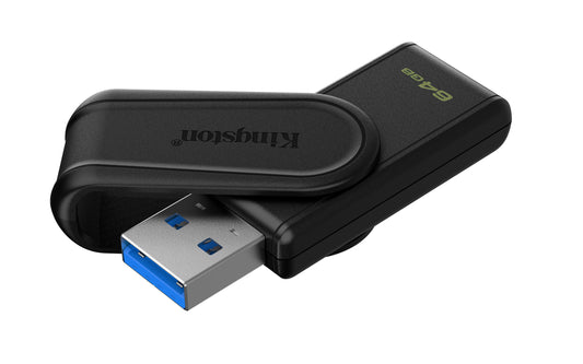 DTXS/64GB - Pen drive Exodia S de 64GB padrão USB-A velocidade 3.2 Geração 1 (Preto/preto).