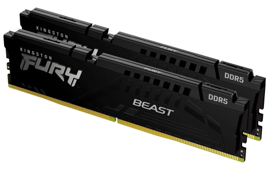 KF560C30BBEK2-16 - Kit de módulos de memória de 16GB (2 x 8GB) DIMM DDR5 6000Mhz FURY Beast Black 1,4V CL30 1Rx16 288 pinos para desktop / gamers base AMD EXPO v1.1 e Intel.