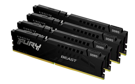 KF556C40BBK4-64 - Kit de módulos de memória de 64GB (4 x 16GB) DIMM DDR5 5600Mhz FURY Beast Black 1,25V 1Rx8 288 pinos para desktop / gamers.