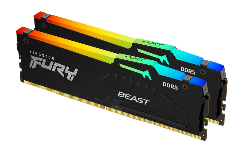 KF564C32BBAK2-64 - Kit de módulos de memória de 64GB (2 x 32GB) DIMM DDR5 6400Mhz FURY Beast RGB 1,4V CL32 2Rx8 288 pinos para desktop / gamers base Intel.