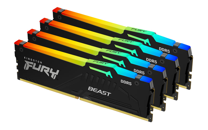 KF560C40BBAK4-64 - Kit de módulos de memória de 64GB (4 x 16GB) DIMM DDR5 6000MT/s FURY Beast RGB 1,35V 1Rx8 288 pinos para desktop / gamers.